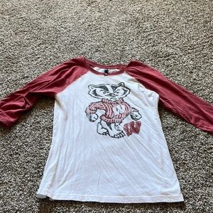 Wisconsin Bucky Badger 3/4 length sleeve top